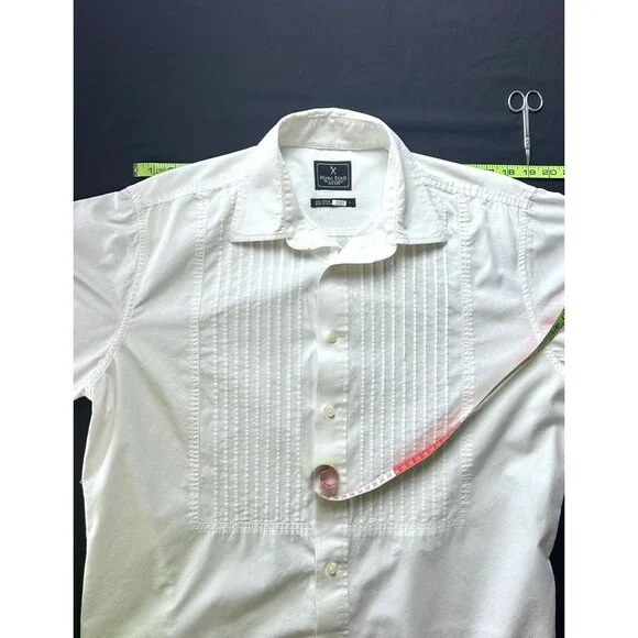 Marc Ecko No. 72 Time Square NY Mens Large Button DN Dress Shirt Skull Tuxedo - Picture 4 of 14